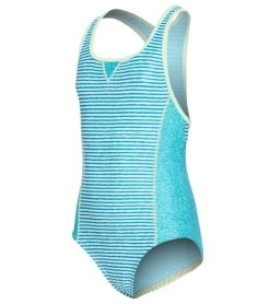 Speedo Girls' Print Blocked One Piece Swimsuit (Big Kid)
