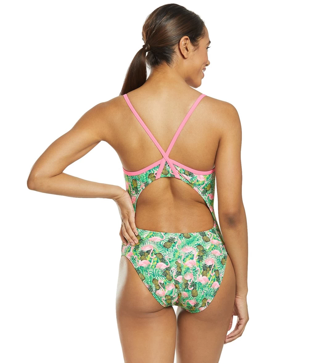 Flamingo Frenzy Thin Strap One Piece Swimsuit - Image 3