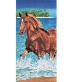 Dohler Horses In Water Beach Towel 30" X 60"