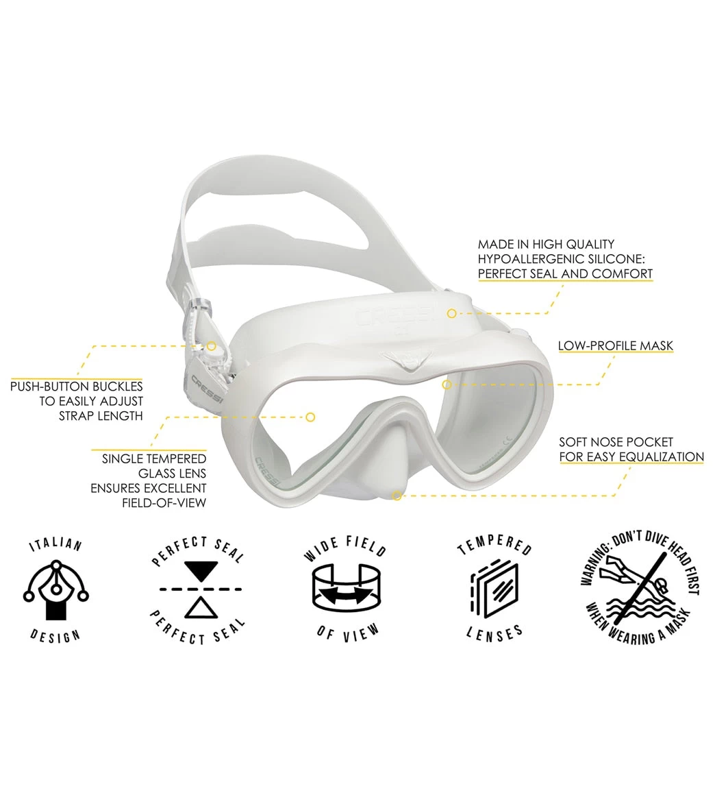 CRESSI A1 Yellow Anti-Fog Lens Scuba Mask - Image 5