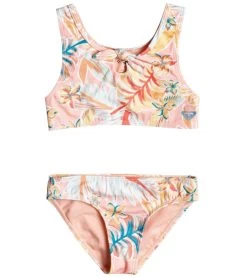Roxy Girls' Friendly Story Two Piece Crop Top Bikini Set