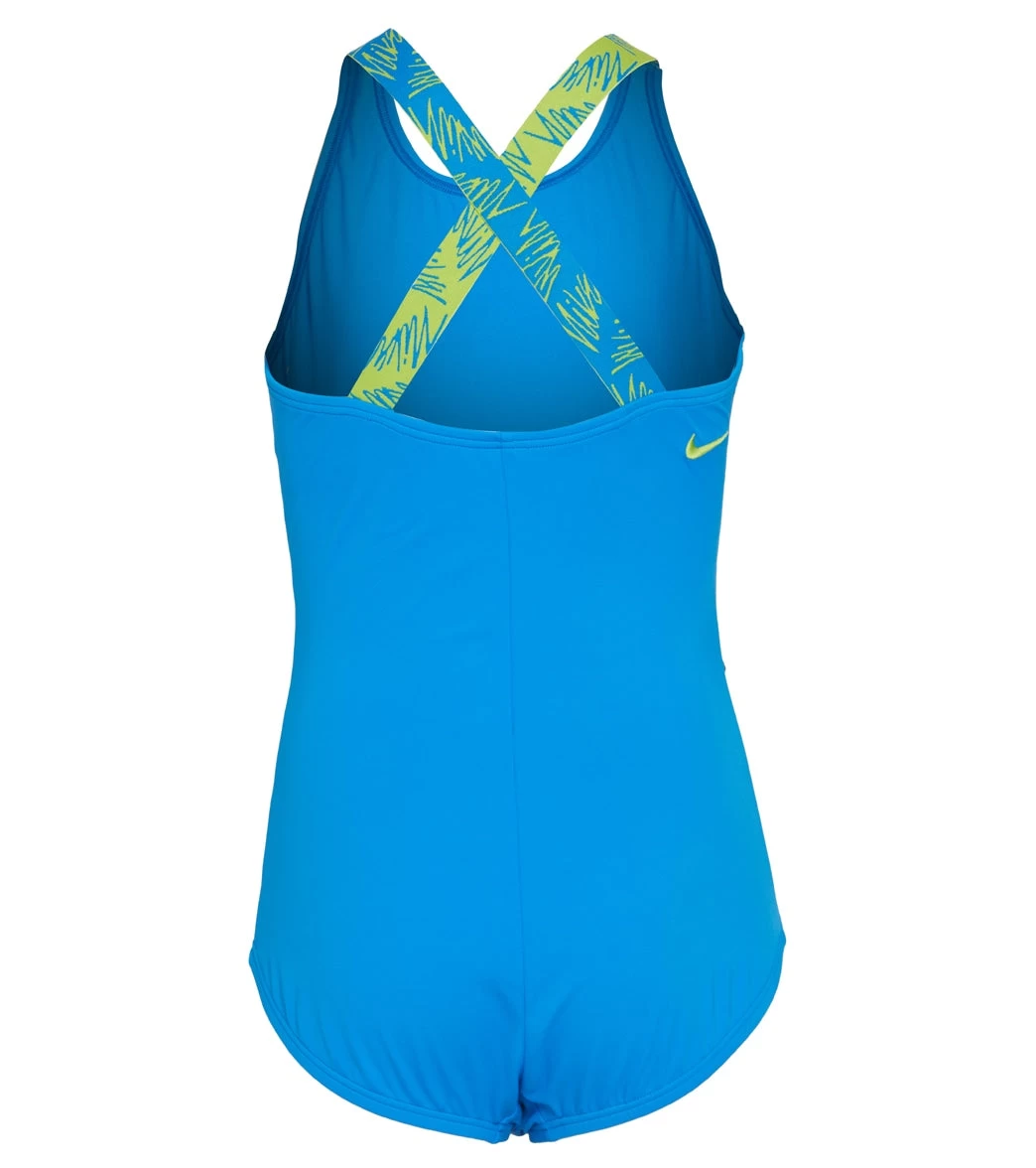 Nike Girls' Script Logo Crossback One Piece Swimsuit (Big Kid) - Image 2