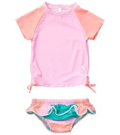 Girls' Sunset Stripe SS Ruffle Set (Baby, Toddler, Little Kid)