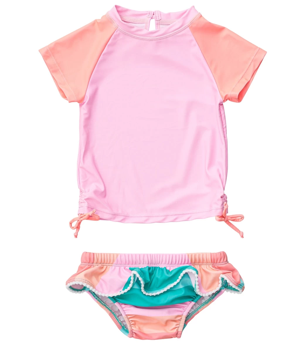 Girls' Sunset Stripe SS Ruffle Set (Baby, Toddler, Little Kid)