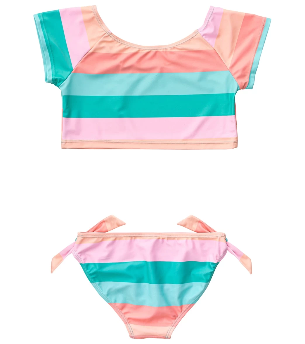 Girls' Sunset Stripe Crop SS Rash Top Set (Toddler, Little Kid, Big Kid) - Image 2