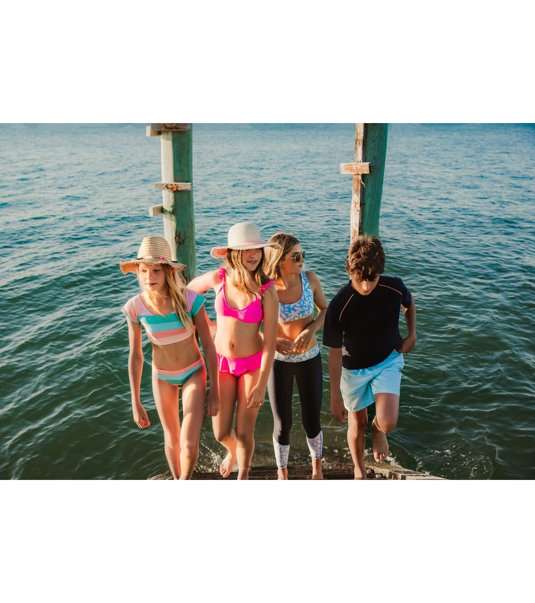 Girls' Sunset Stripe Crop SS Rash Top Set (Toddler, Little Kid, Big Kid) - Image 6