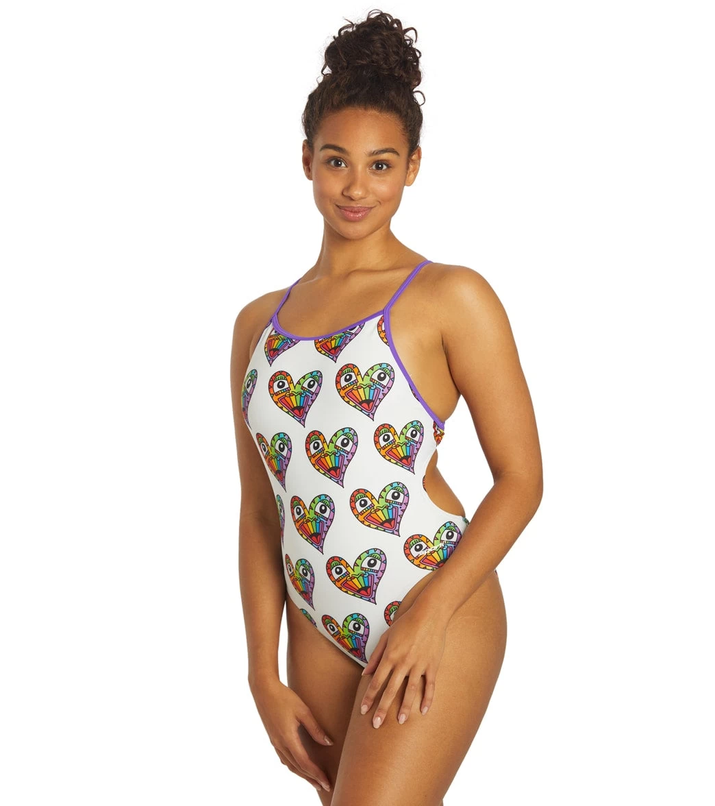 Sporti X Tyler Wallach Limited Edition Heart Face Tie Back One Piece Swimsuit - Image 8