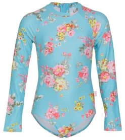 Seafolly Girls' Paradise Garden Zip Back Long Sleeve One Piece Swimsuit (Big Kid)