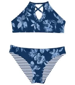 Splendid Girls' Double Dutch Reversible High Neck Two Piece Bikini Set (Big Kid)
