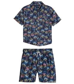 Boys' Colorblock Camp Shirt & Swim Trunks Set (Big Kid)