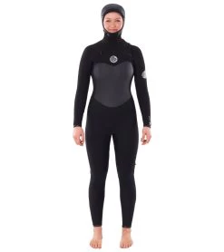 Rip Curl Women's 6/4 Flashbomb Long Sleeve Hooded Chest Zip Fullsuit Wetsuit