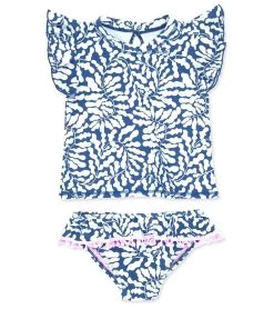 Girls' Seashell Short Sleeve Ruffle Two Piece Tankini Set (Baby)