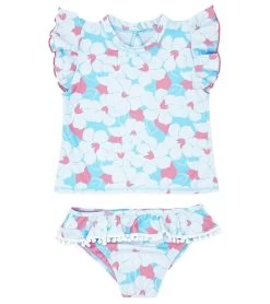 Girls' Seashell Short Sleeve Two Piece Tankini Set (Toddler, Little Kid)