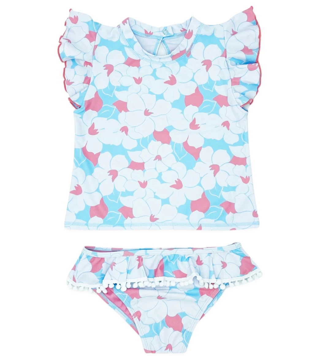 Girls' Seashell Short Sleeve Two Piece Tankini Set (Toddler, Little Kid)