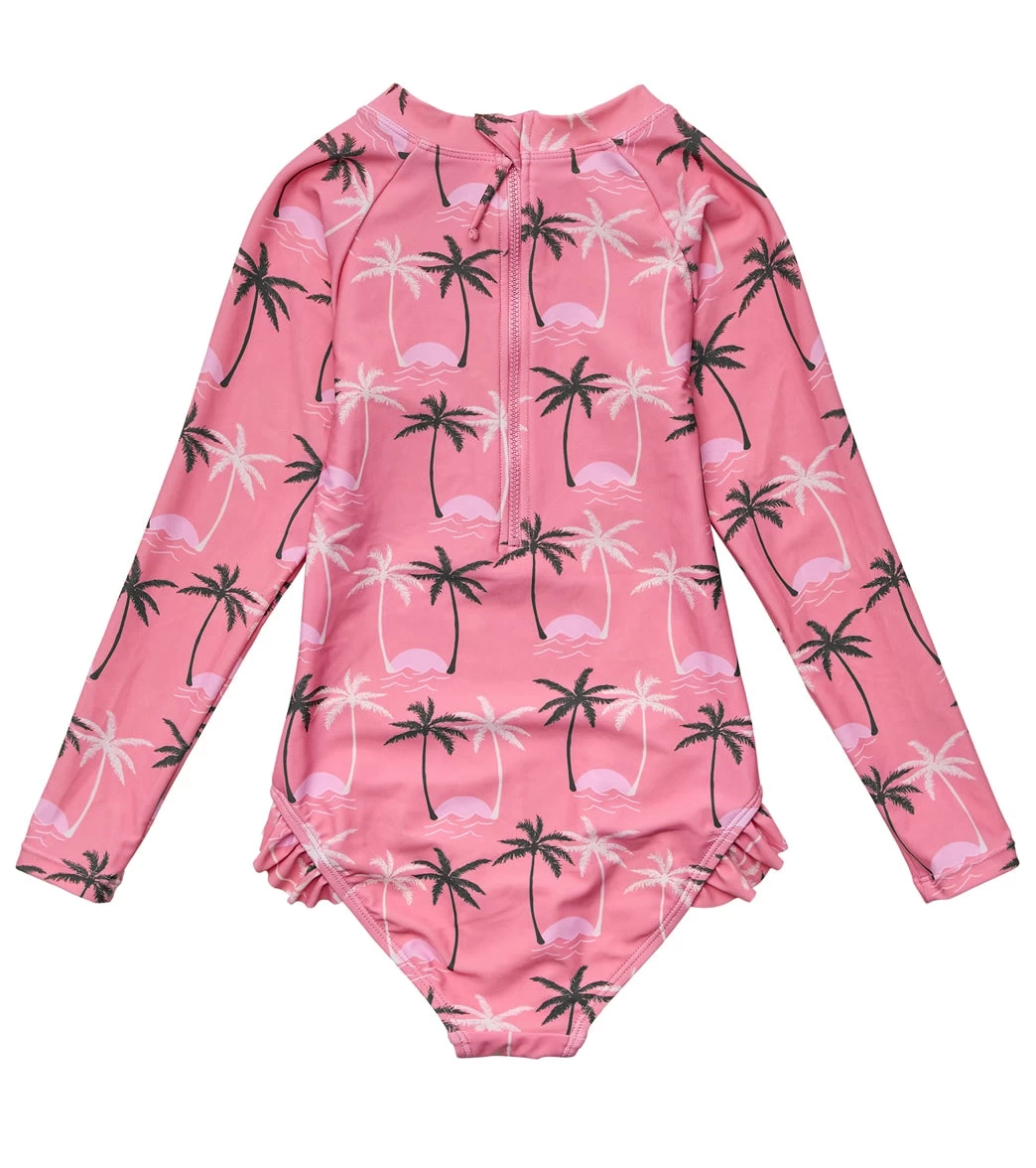 Girls' Palm Paradise Long Sleeve One Piece Swimsuit (Toddler, Little Kid, Big Kid) - Image 2