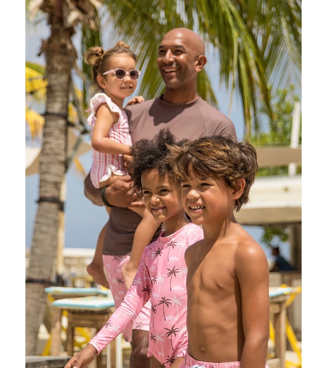 Girls' Palm Paradise Long Sleeve One Piece Swimsuit (Toddler, Little Kid, Big Kid) - Image 3