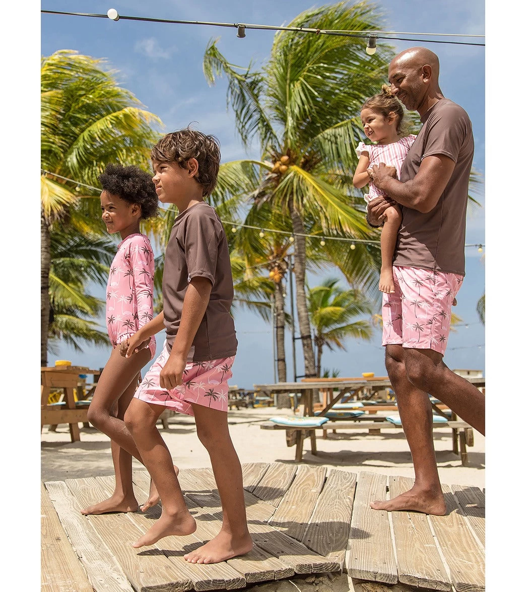 Girls' Palm Paradise Long Sleeve One Piece Swimsuit (Toddler, Little Kid, Big Kid) - Image 5